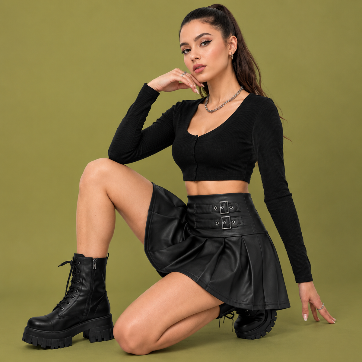 Faux Leather Mini Skirts